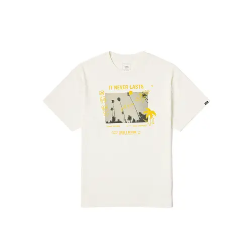 Vans T Shirts Unisex Ecru Crew Neck Moderate