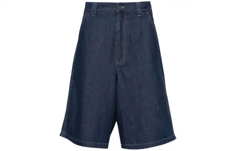 PRADA Triangle Logo Denim Shorts