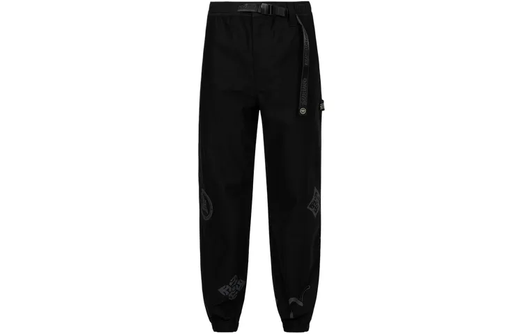 EVISU Casual Pants Men's Black All Over Print Moderate Cuffed Pants