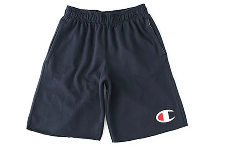 Champion Large C Logo Pattern Sports Fleece Lined Casual Shorts US Version Unisex Navy Blue