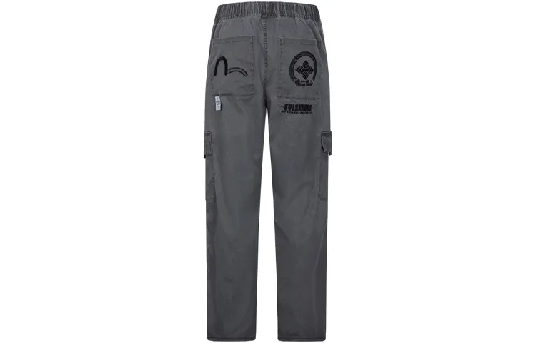 EVISU Casual Pants Men's Gray Moderate Straight Fit Pants