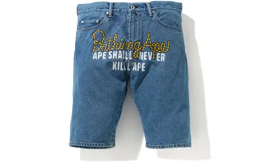 A BATHING APE Bape Denim Shorts Men's Blue Moderate