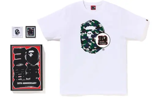 BAPE Store Maebashi 30Th Anniv 30th Anniversary SS23 Back Rubber Print Casual Short Sleeve T-Shirt Set Men's White Green