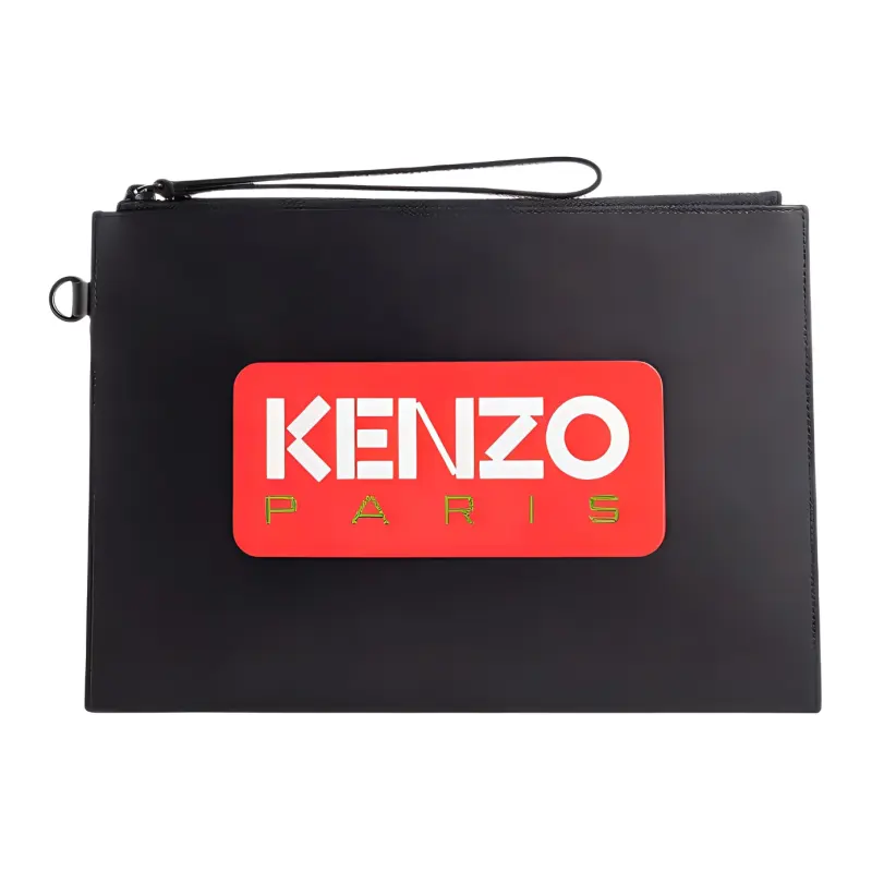 KENZO Cow Leather Clutch Large Unisex Black