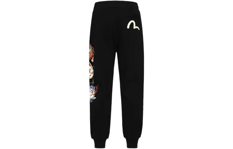 EVISU Casual Pants Men's Black Moderate Sweatpants