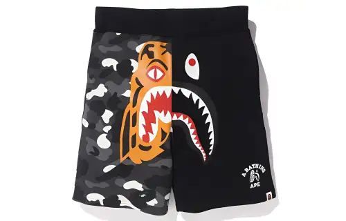 A BATHING APE City Camo Tiger Shark Sweat Shorts