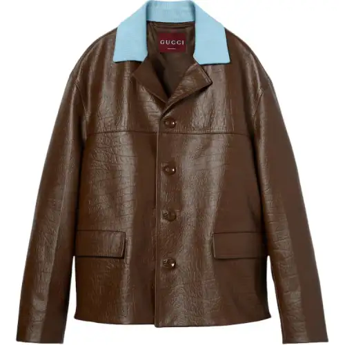 GUCCI SS25 Leather Jacket Men's Dark Brown