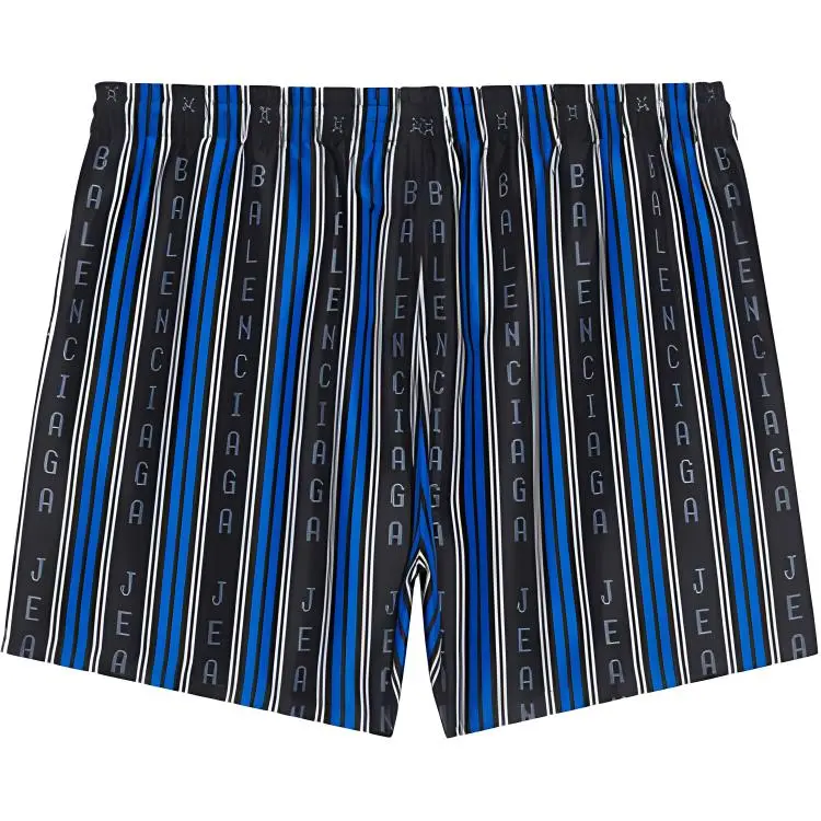 Balenciaga Logo Striped Swim Short