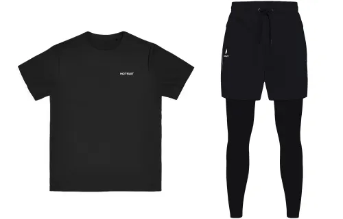 HOTSUIT Sports quick dry antibacterial set for leisure for gym, overall, trousers, for running, with short sleeve, increased thickness, men's style
