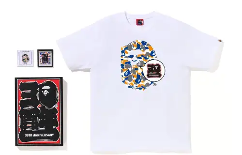 BAPE Store Maebashi 30Th Anniv 30th Anniversary SS23 Camouflage Printed Round Neck Pullover Short Sleeve T-Shirt Set Men's White