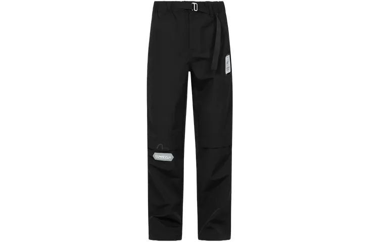 EVISU Casual Pants Men's Black All Over Print Moderate Straight Fit Pants
