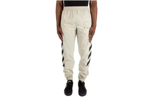 OFF WHITE Casual Pants Men's Ecru Moderate Cuffed Pants