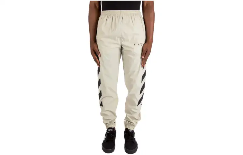 OFF WHITE Casual Pants Men's Ecru Moderate Cuffed Pants