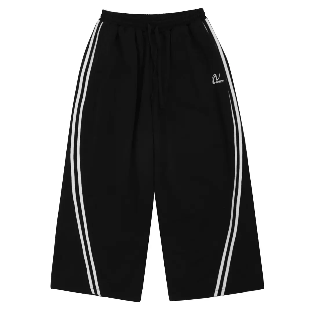 Nerdy Casual Pants Unisex Black Moderate Wide Leg Pants