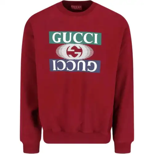 GUCCI Sweatshirts Men's Red Crew Neck Moderate