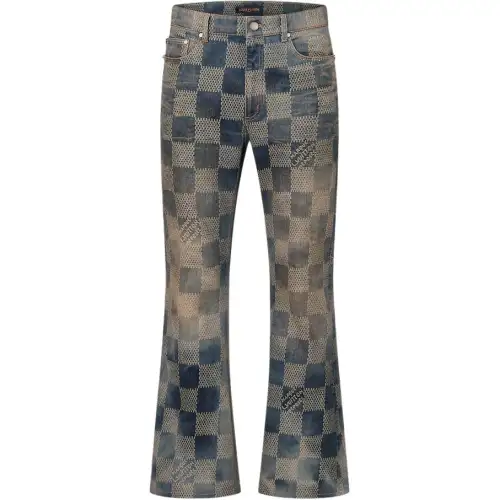 LOUIS VUITTON Damier Flared Washed Denim Pants