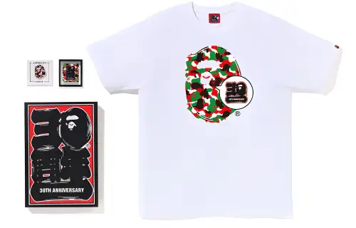 BAPE Store Maebashi 30Th Anniv 30th Anniversary Pattern Printed Round Neck Short Sleeve T-Shirt Set Men's White