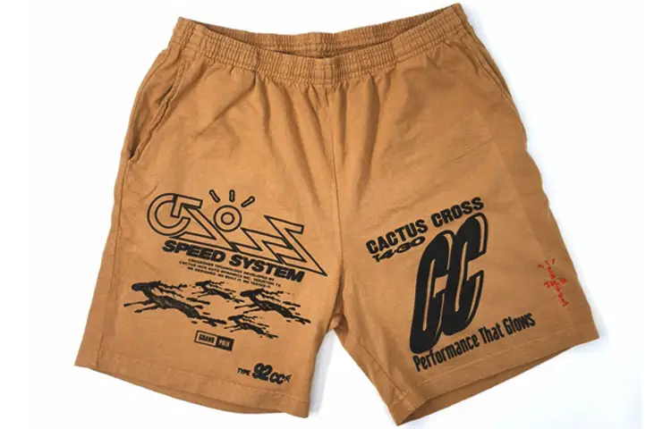 Travis Scott Casual Shorts Unisex Brown Moderate