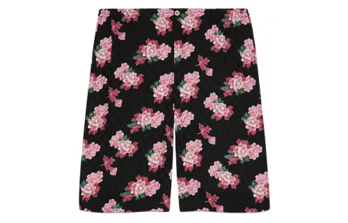 GUCCI Peony Print Silk Shorts