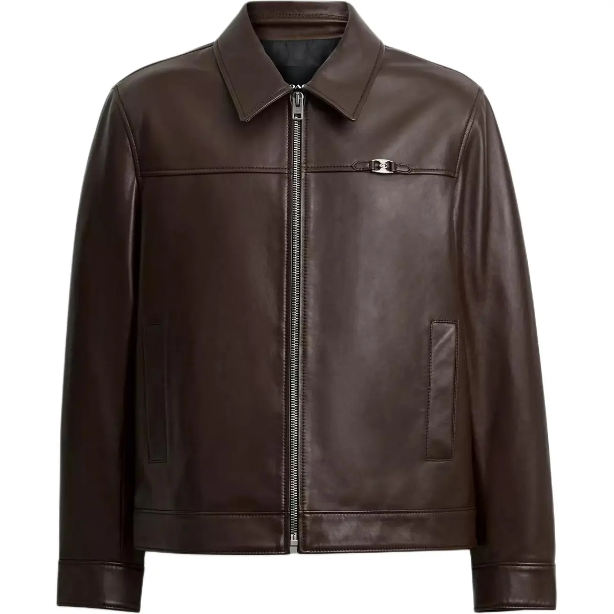 COACH Heritage Leather Jacket Men's Brown