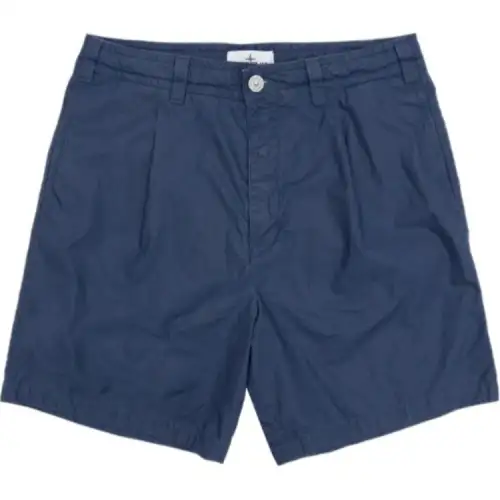 STONE ISLAND Logo Printed Pleated Shorts