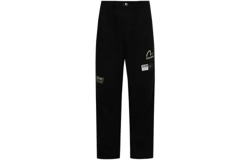 EVISU Casual Pants Men's Black Moderate Straight Fit Pants