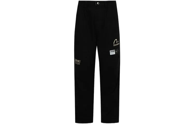 EVISU Casual Pants Men's Black Moderate Straight Fit Pants