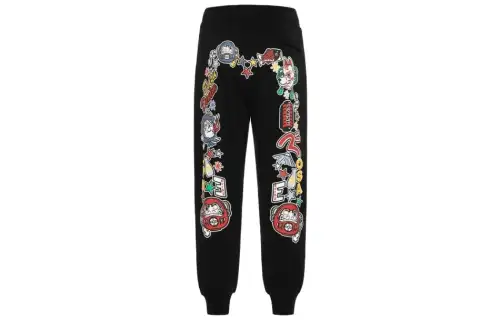 EVISU Casual Pants Men's Black Moderate Cuffed Pants