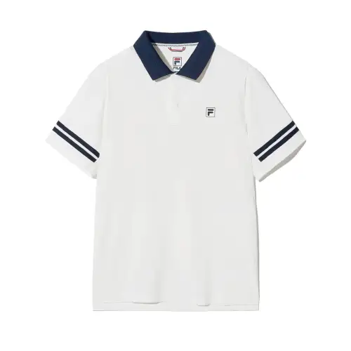 FILA Polo Shirts Men's White Polo Collar Moderate