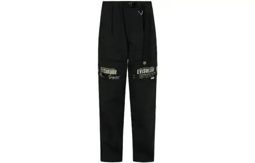 EVISU Casual Pants Men's Black Moderate Straight Fit Pants