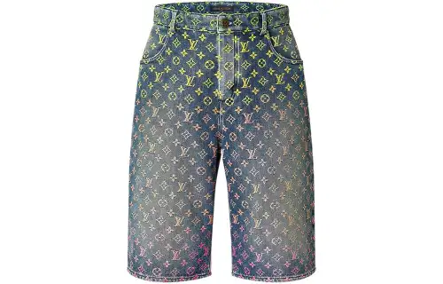 LOUIS VUITTON Rainbow Monogram Denim Shorts