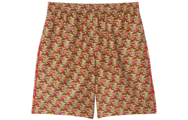 Burberry Tiger Print Silk Shorts
