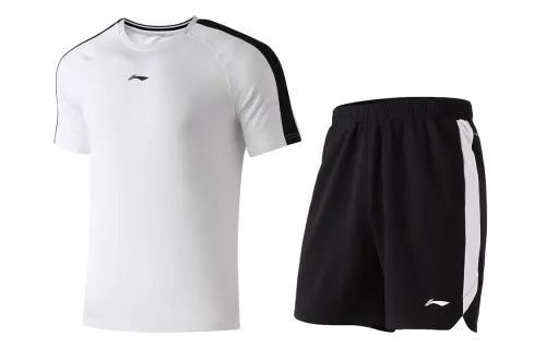 Li Ning Casual Sportswear Men's Standard White/Standard Black Crew Neck Moderate