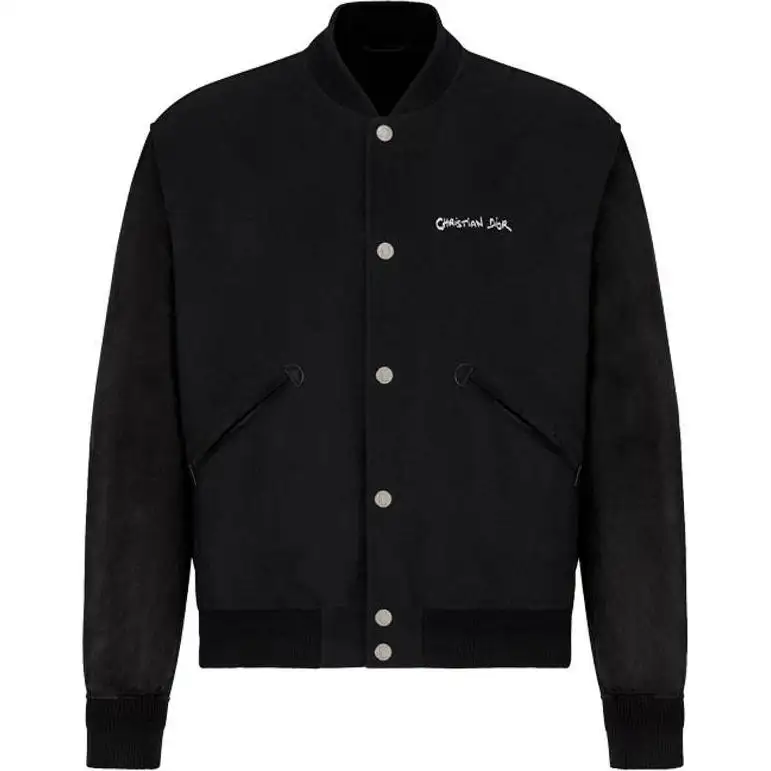 DIOR Jackets Men's Black Baseball Collar Moderate Other
