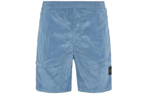 STONE ISLAND Stone Island SS22 Solid Color Logo Loose Casual Shorts Men's Light Blue