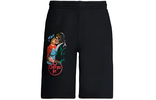 OFF WHITE Slim Fit 'Kiss' Graphic Print Shorts