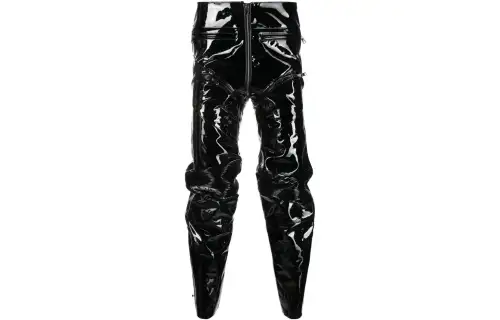 Vetements Panelled Gathered Patent Leather Trousers