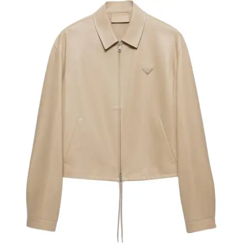 PRADA Leather Jacket Men's Sandy Beige
