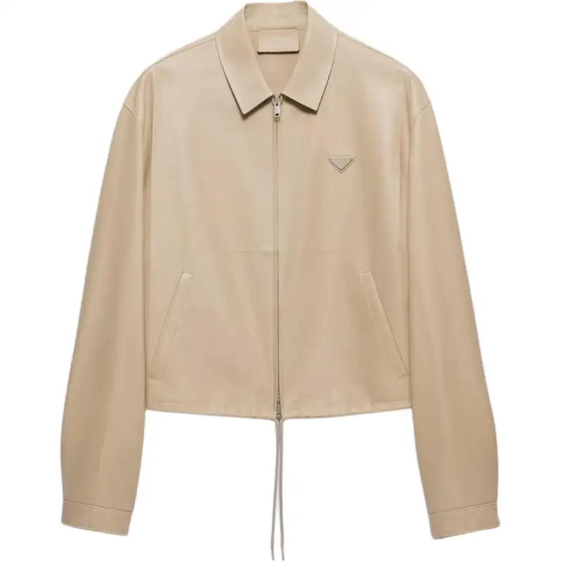 PRADA Leather Jacket Men's Sandy Beige