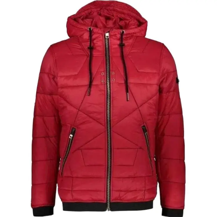 DIESEL Puffer Jackets Men's Red Hooded (Non-detachable) Moderate Straight Fit