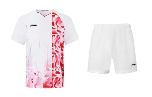 Li Ning Straight Fit Badminton Jersey Set Summer Men's Multicolor & White