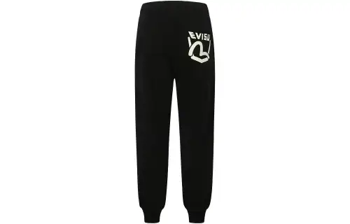 EVISU Casual Pants Men's Black Moderate Sweatpants