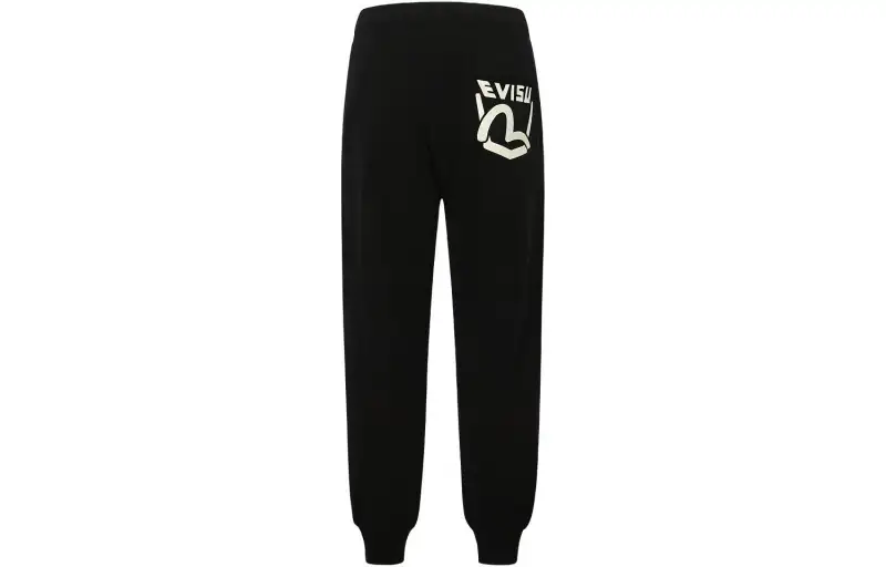 EVISU Casual Pants Men's Black Moderate Sweatpants