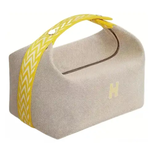 HERMES Bride a Brac Fabric Storage Bag, Toiletry Bag Small Unisex Lemon
