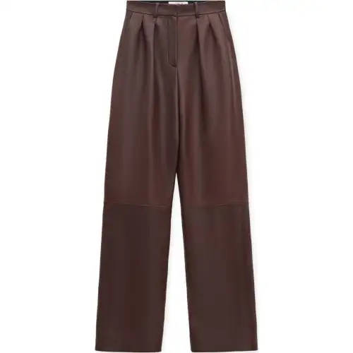 LOEWE FW24 Leather Pants Men's Dark Brown