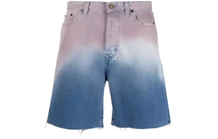 SAINT LAURENT Gradient Raw Edge Denim Shorts
