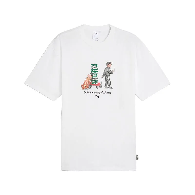 PUMA T-Shirts Men's White Crew Neck Moderate Straight Fit