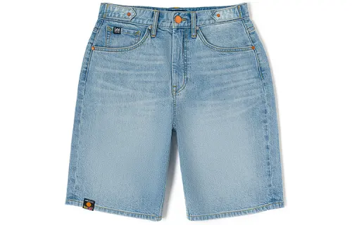 Lee Xline x Dragon Ball Z joint SS23 washed straight loose printed denim shorts men's light blue
