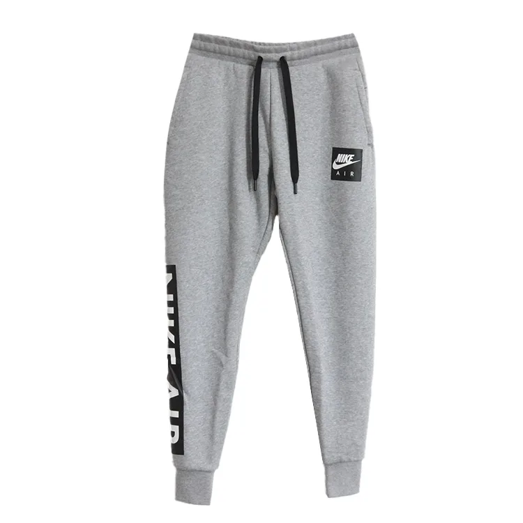 Nike Air Brand Logo Fleece Lined Comfortable Soft Lace Up Casual Pants Men's Gray