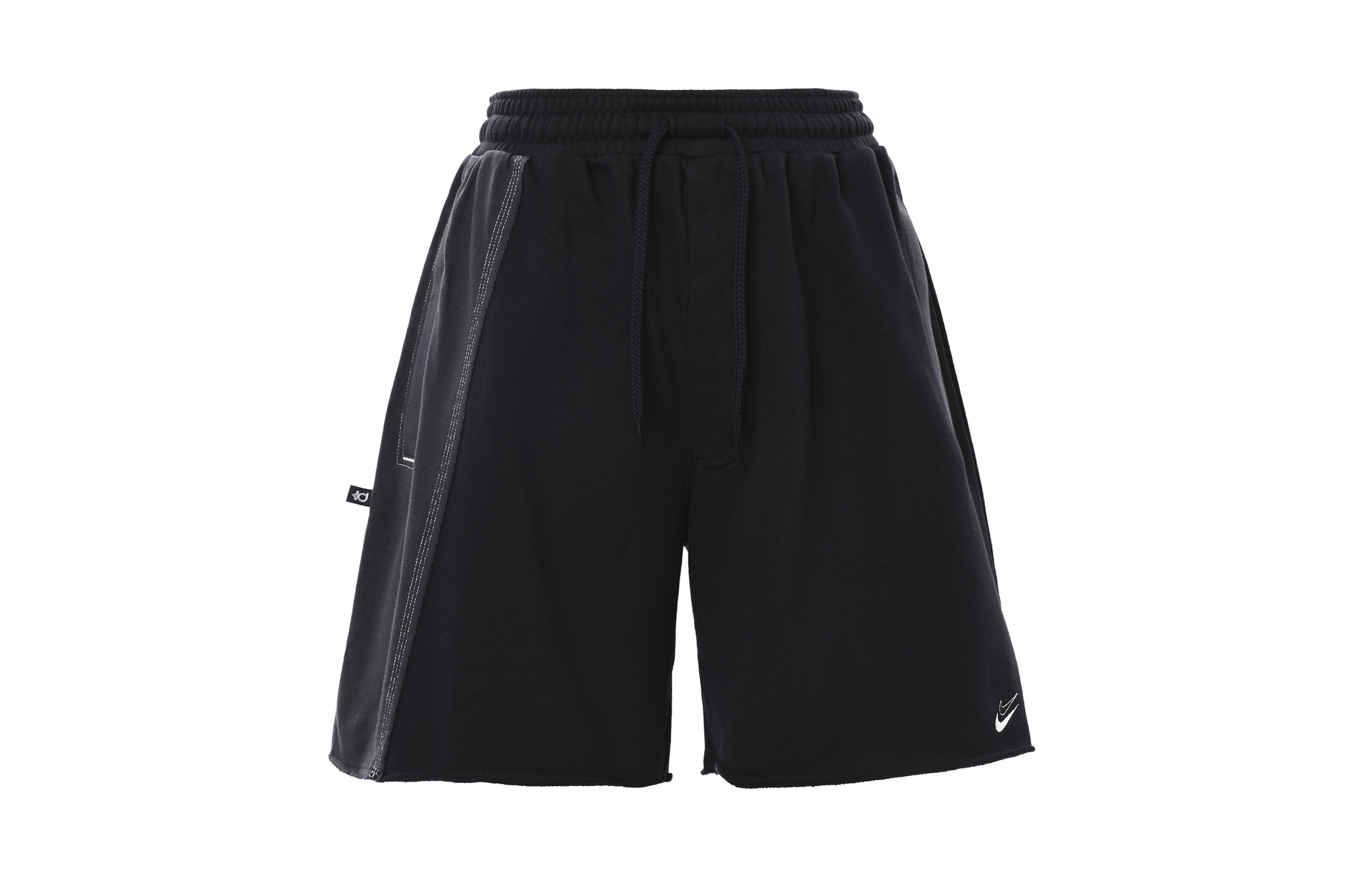 Nike Durant French Terry solid color sports drawstring stitching embroidered letters loose five-point casual shorts men's black